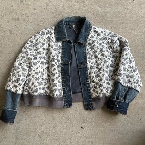 Free People ditsy denim jacket coat floral quilted top